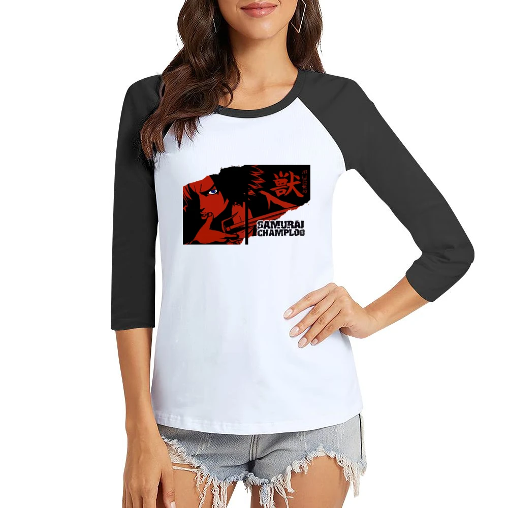 Mugen Mix Style swordship samurai champloo anime manga Women Ladies 3-4 Sleeve T-Shirt