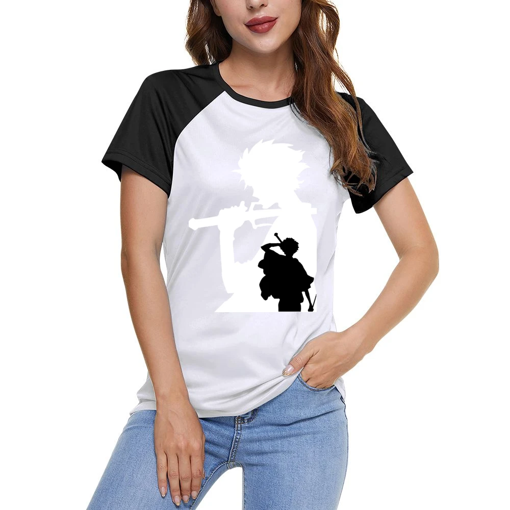Mugen Shadow black and white samurai champloo anime manga Women Ladies Short Sleeve T-Shirt