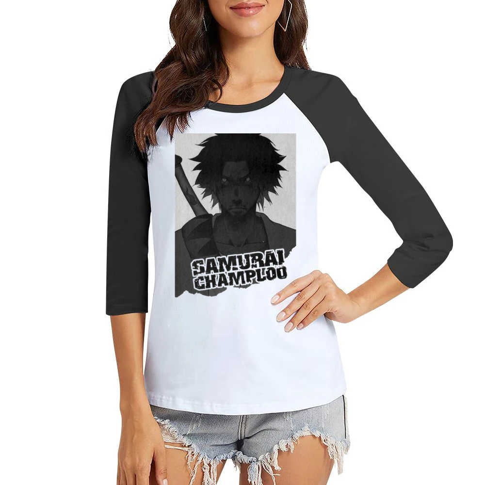 Mugen from samurai champloo mix anime manga Women Ladies 3-4 Sleeve T-Shirt