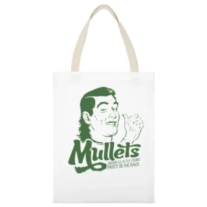 Mullets Funny Joke Retro 80s White Canvas Tote Shopping Bag