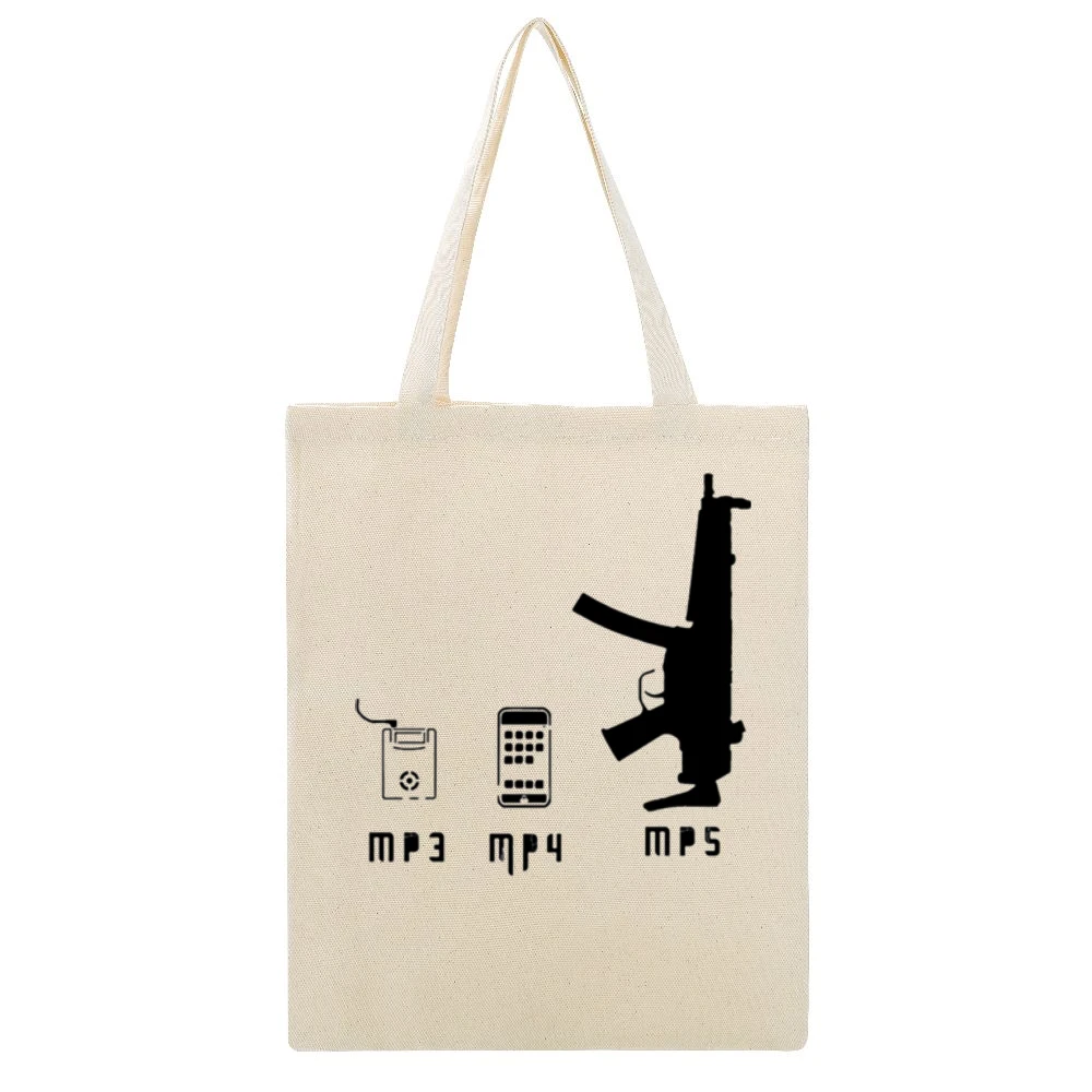Music Player Evoloution funny mp3mp4 and mp5 Beige Canvas Tote Shopping Bag