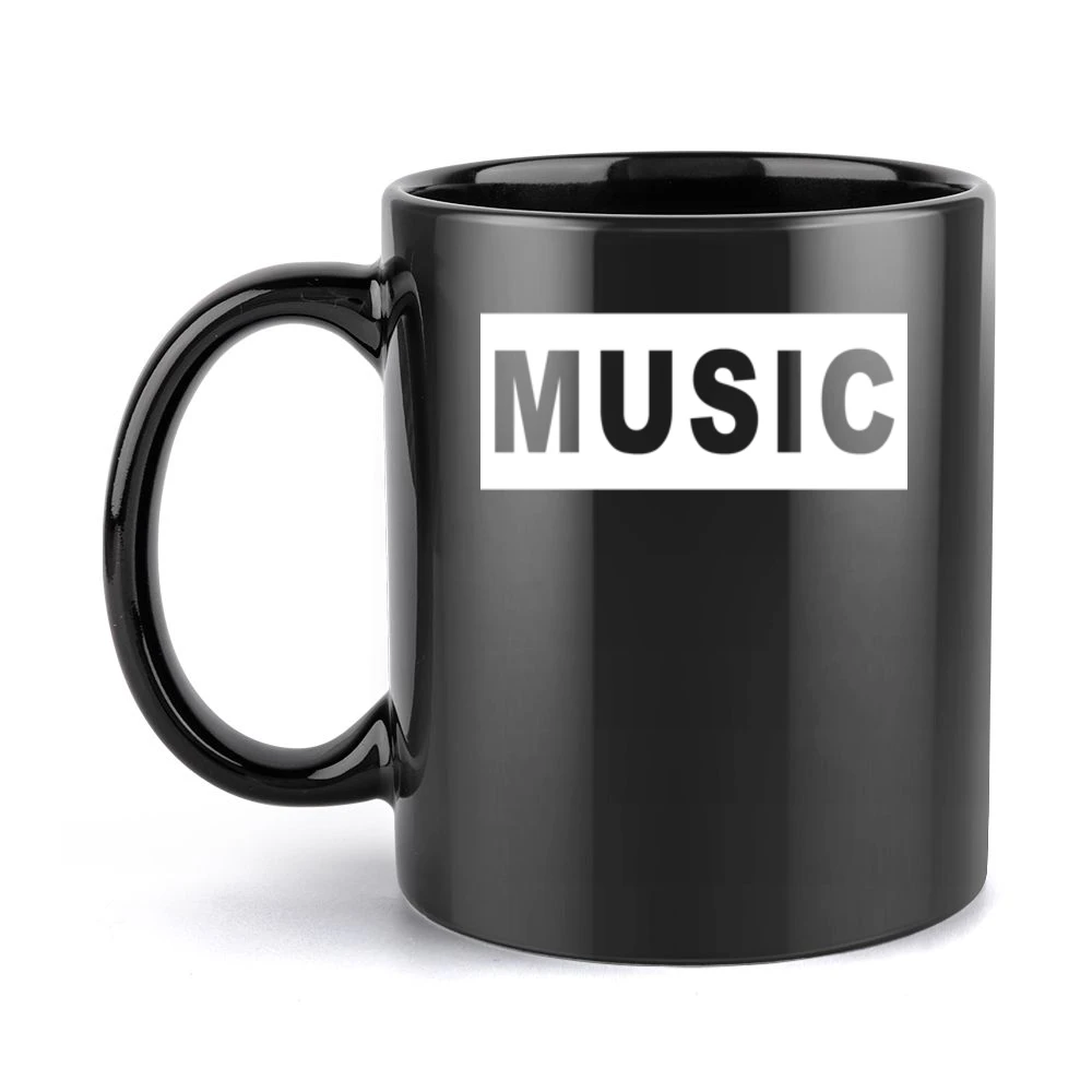 Music Popular Graphic Cut Out Black Mug