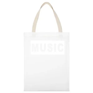 Music Popular Graphic Cut Out White Canvas Tote Shopping Bag