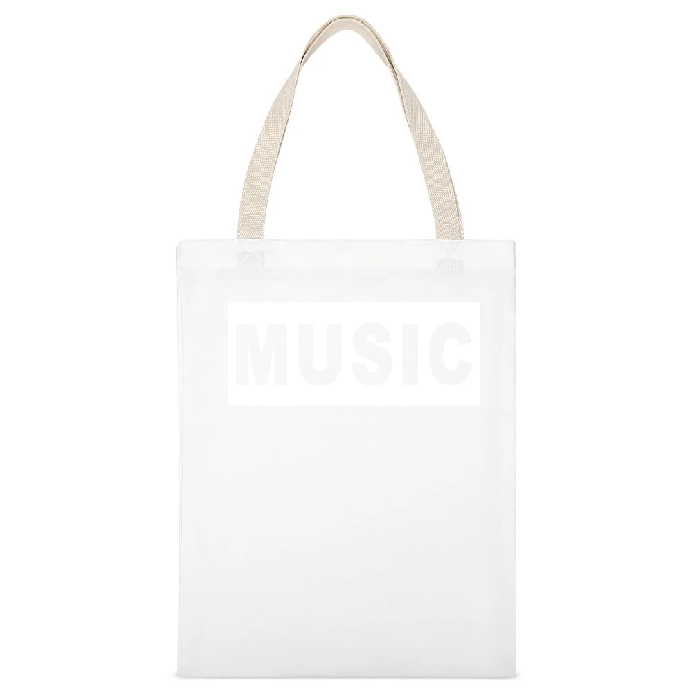 Music Popular Graphic Cut Out White Canvas Tote Shopping Bag