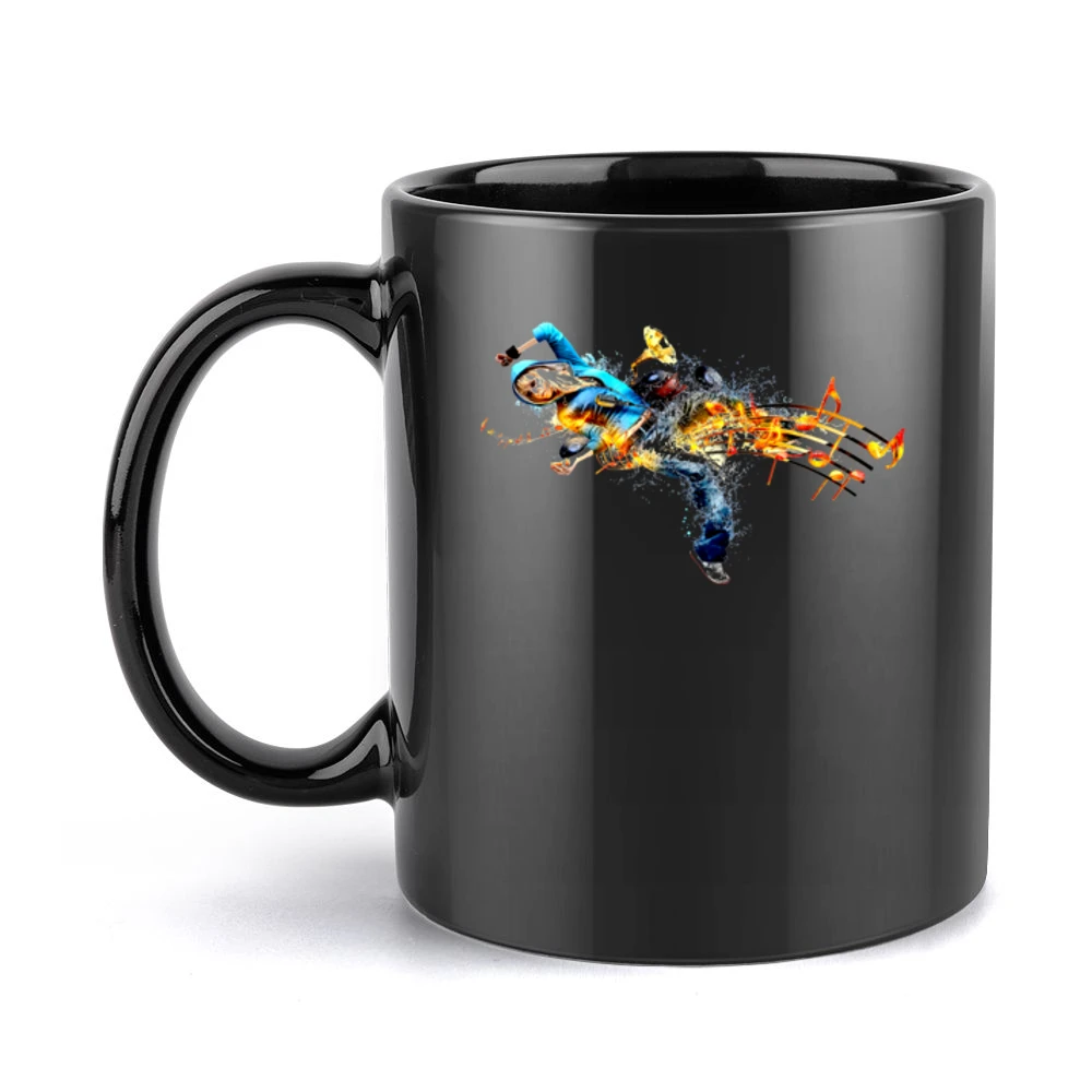 Musical Dancing Notes Black Mug