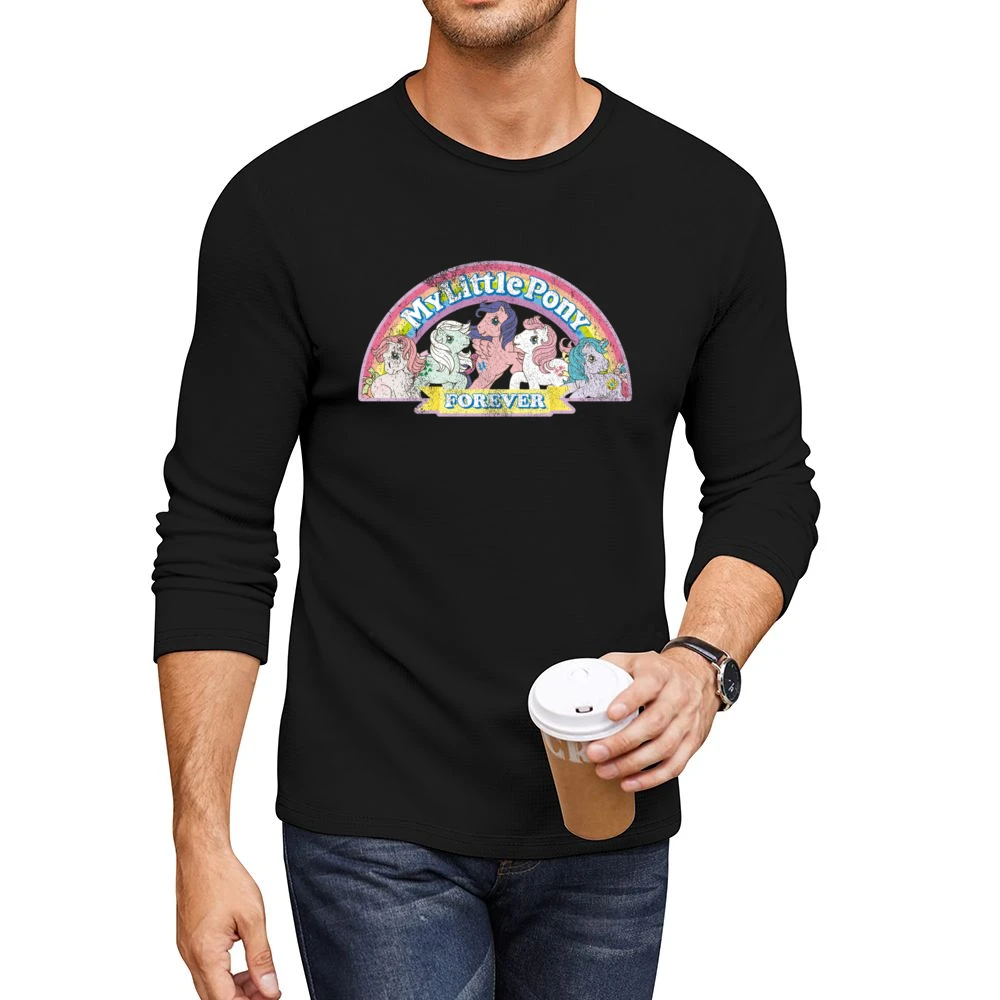 My Little Pony Forever Fun Cool Vintage Style Distressed Graphic Retro Men CrewNeck Long Sleeve T-Shirt