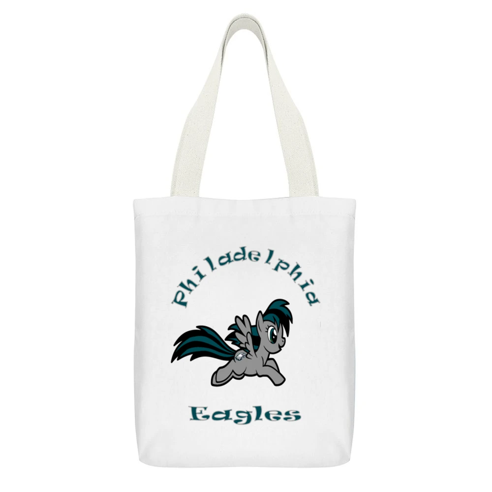 My Little Pony Philadelphia Team Tshirt White Canvas Tote Shopping Bag With Interior Pocket