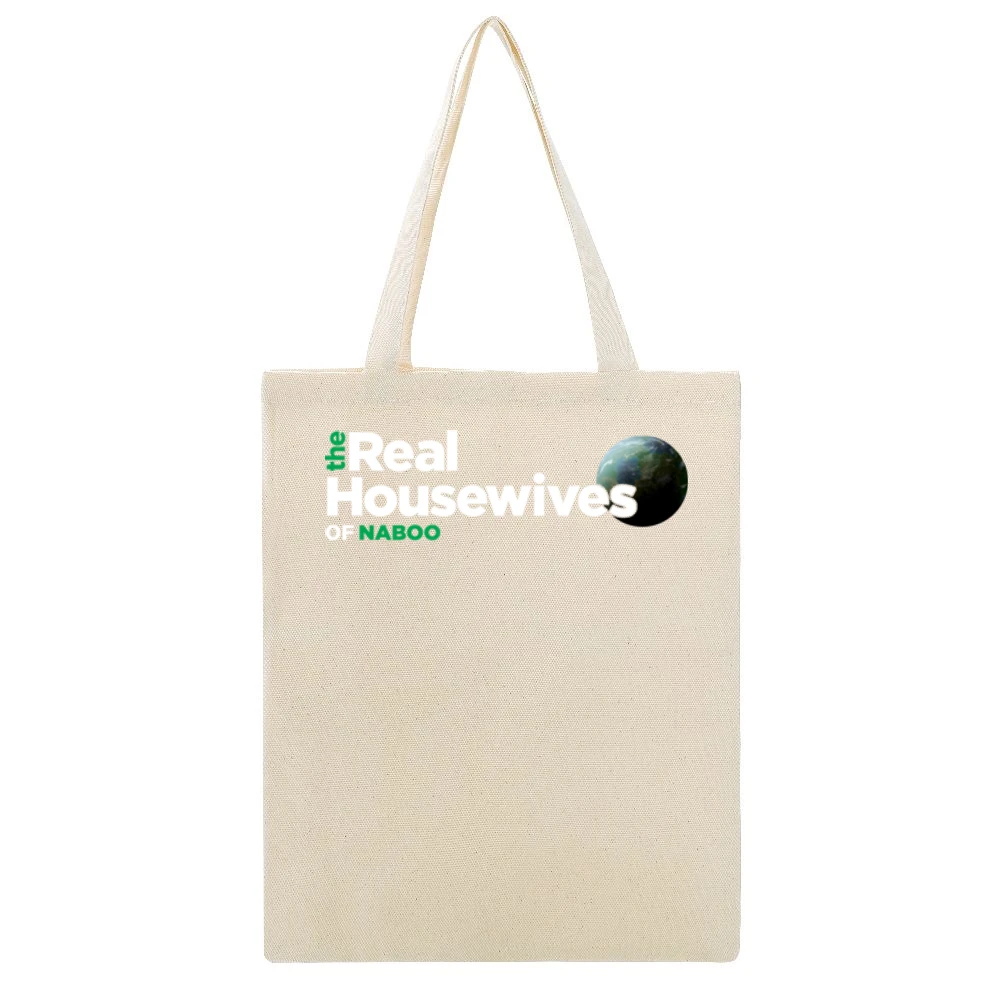 Naboo Real Housewives Star Wars Parody Black Beige Canvas Tote Shopping Bag