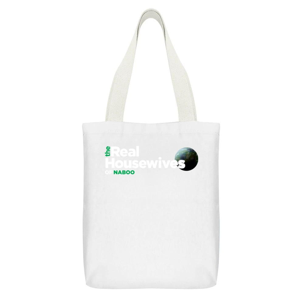 Naboo Real Housewives Star Wars Parody Black White Canvas Tote Shopping Bag With Interior Pocket
