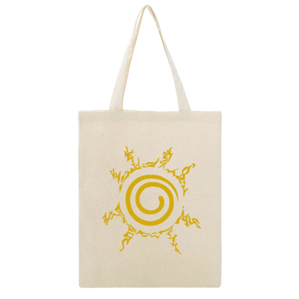 Naruto chest yellow seal kurama nine tails demon fox kyuubi shippuden Beige Canvas Tote Shopping Bag