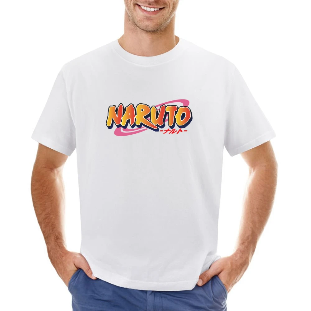 Naruto text logo shippuden anime manga Asian Size Men T-Shirt