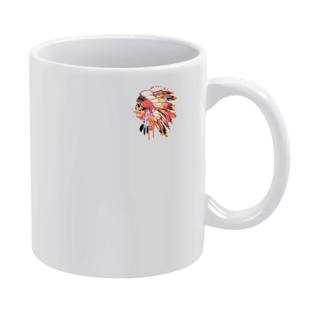 Native Indian Headdress Skull Skeleton Fun Beautiful Graphic Tee Shirt White Mug