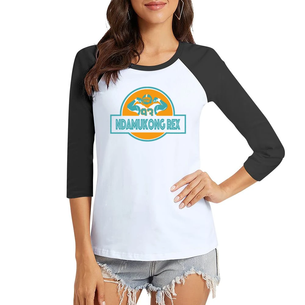 Ndamukong Rex Fun Mr Suh Football Jurassic Park Parody Graphic Women Ladies 3-4 Sleeve T-Shirt