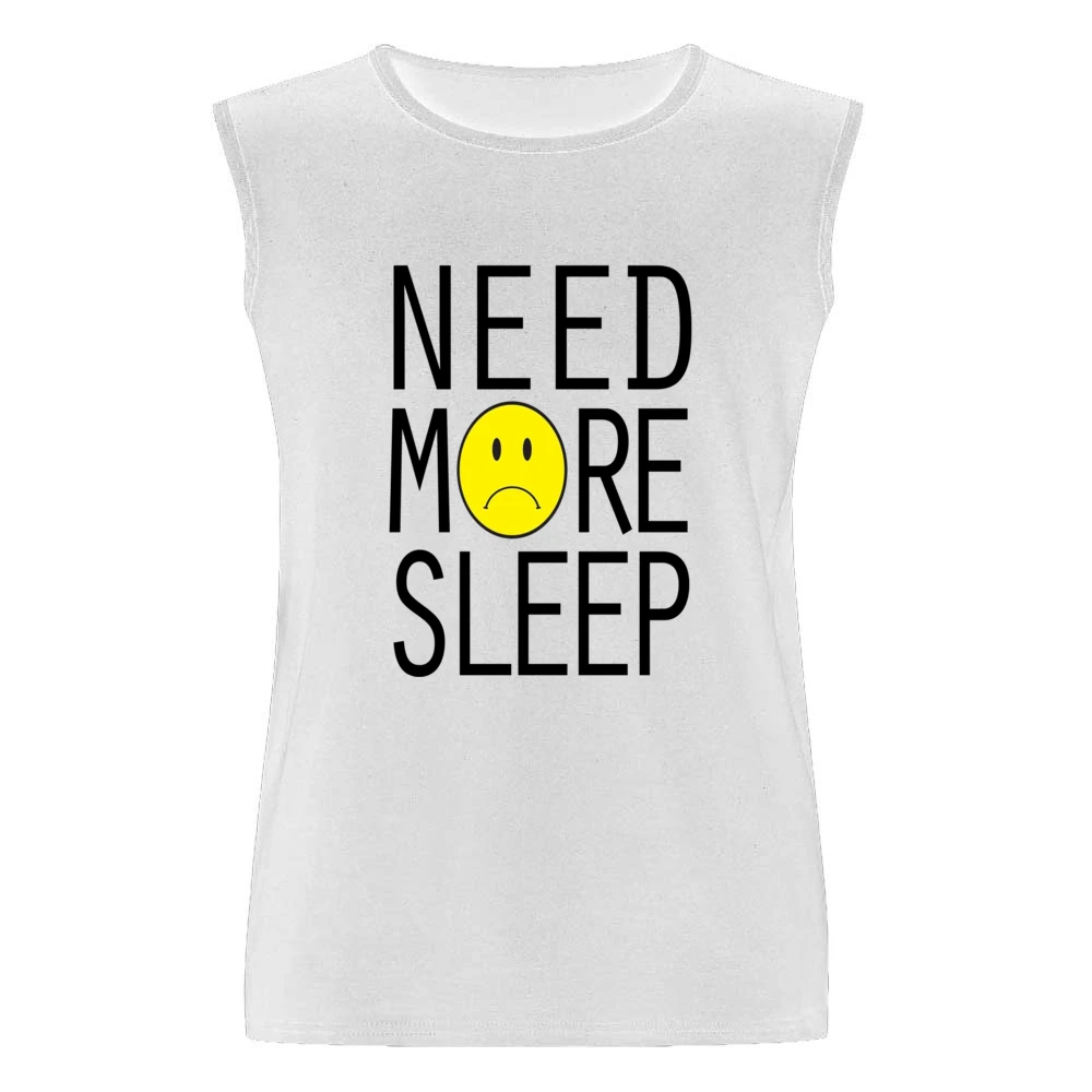 Need More Sleep Sad Face Fun Graphic Tee Shirt Men Sleeveless T-Shirt