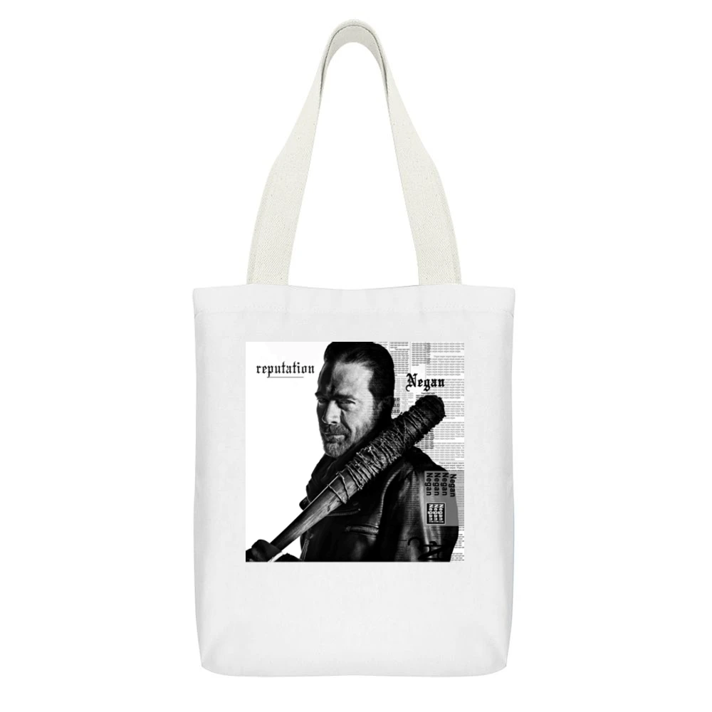 Negan Reputation Parody Zombie Tv Show White Canvas Tote Shopping Bag With Interior Pocket