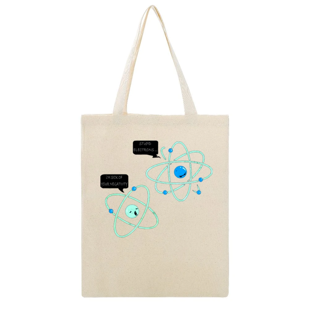Negativity Beige Canvas Tote Shopping Bag