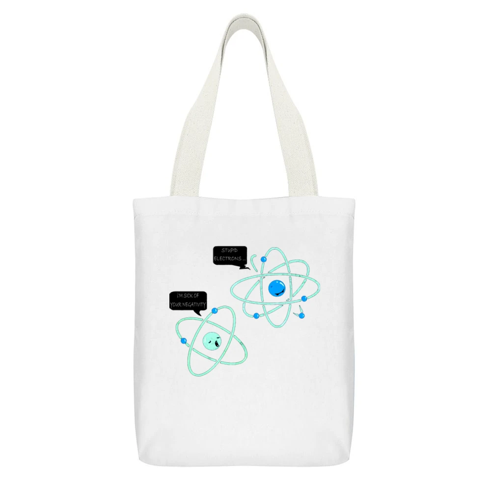 Negativity White Canvas Tote Shopping Bag With Interior Pocket