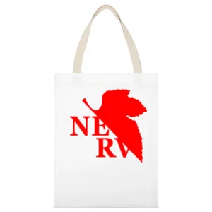 Neon Genesis Evangelion NGE science-fantasy mecha anime Nerv logo T Sh White Canvas Tote Shopping Bag