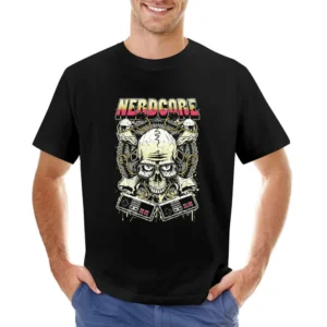 Nerd Core Nerdy Skull jolly roger Gamer addict Asian Size Men T-Shirt