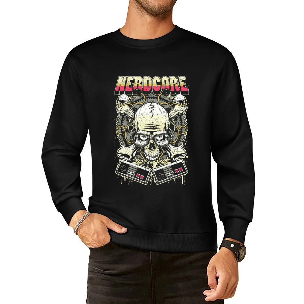 Nerd Core Nerdy Skull jolly roger Gamer addict European Size Pullover Sweater