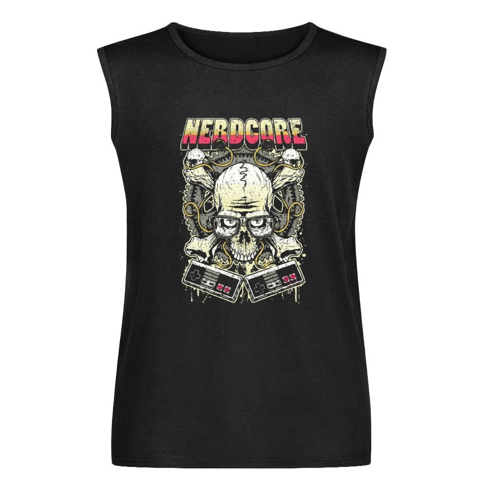 Nerd Core Nerdy Skull jolly roger Gamer addict Men Sleeveless T-Shirt