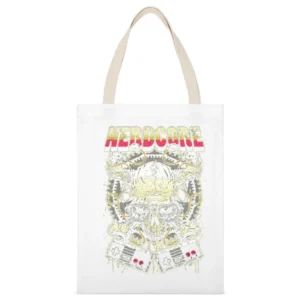 Nerd Core Nerdy Skull jolly roger Gamer addict White Canvas Tote Shopping Bag