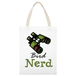 Nerd bird watcher White Canvas Tote Shopping Bag