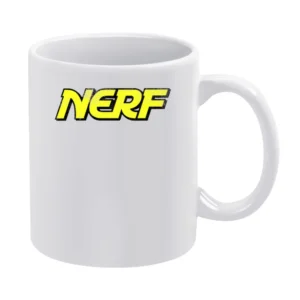 Nerf Vintage Style Distressed Cool Fun Graphic Logo Game Tee Shirt White Mug