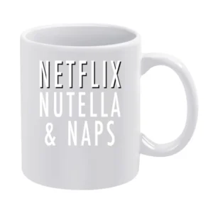 Netflix Nutella And Naps Funny Binge Watch TV Food White Mug
