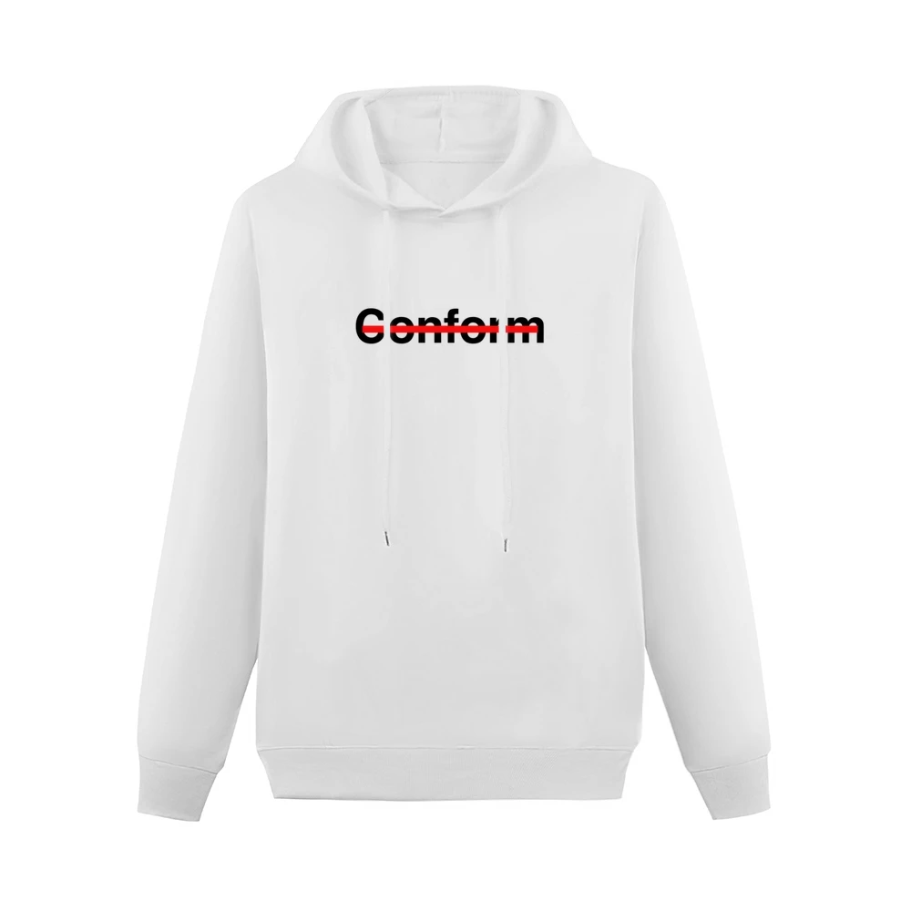 Never Conform Crossed Out Red Line Popular Fight Conformity Men Hoodie Without Pocket