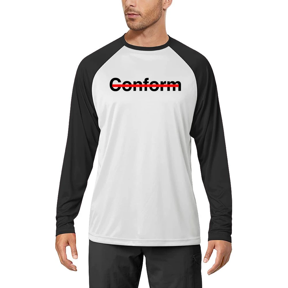Never Conform Crossed Out Red Line Popular Fight Conformity Men Long Sleeve T-Shirt