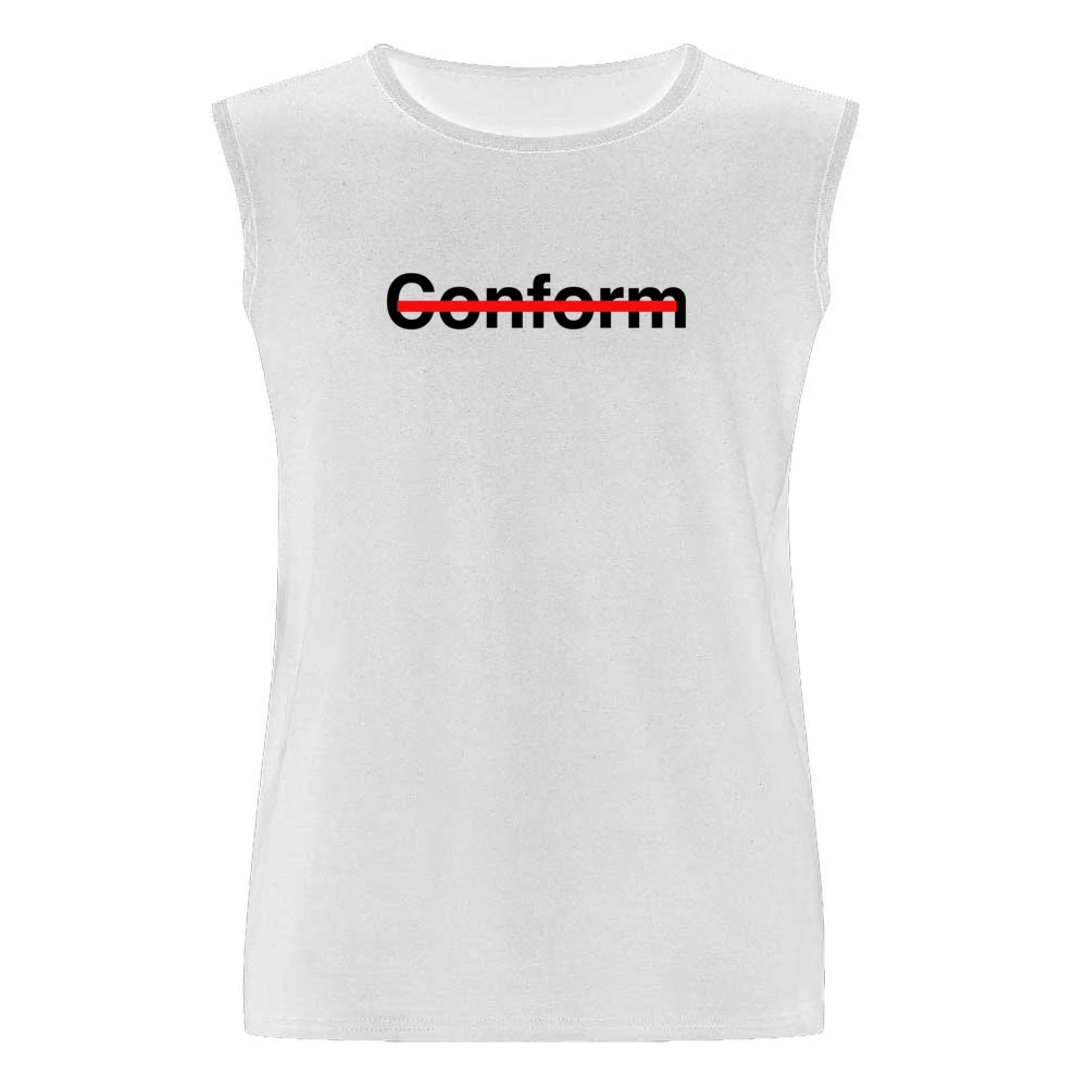 Never Conform Crossed Out Red Line Popular Fight Conformity Men Sleeveless T-Shirt