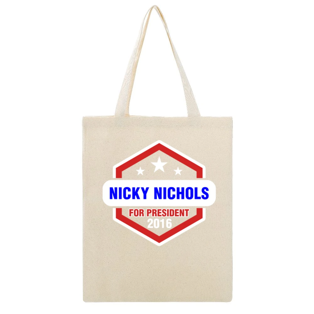 Nicky Nichols For President 2016 Orange is the New Black TV Show T Shi Beige Canvas Tote Shopping Bag