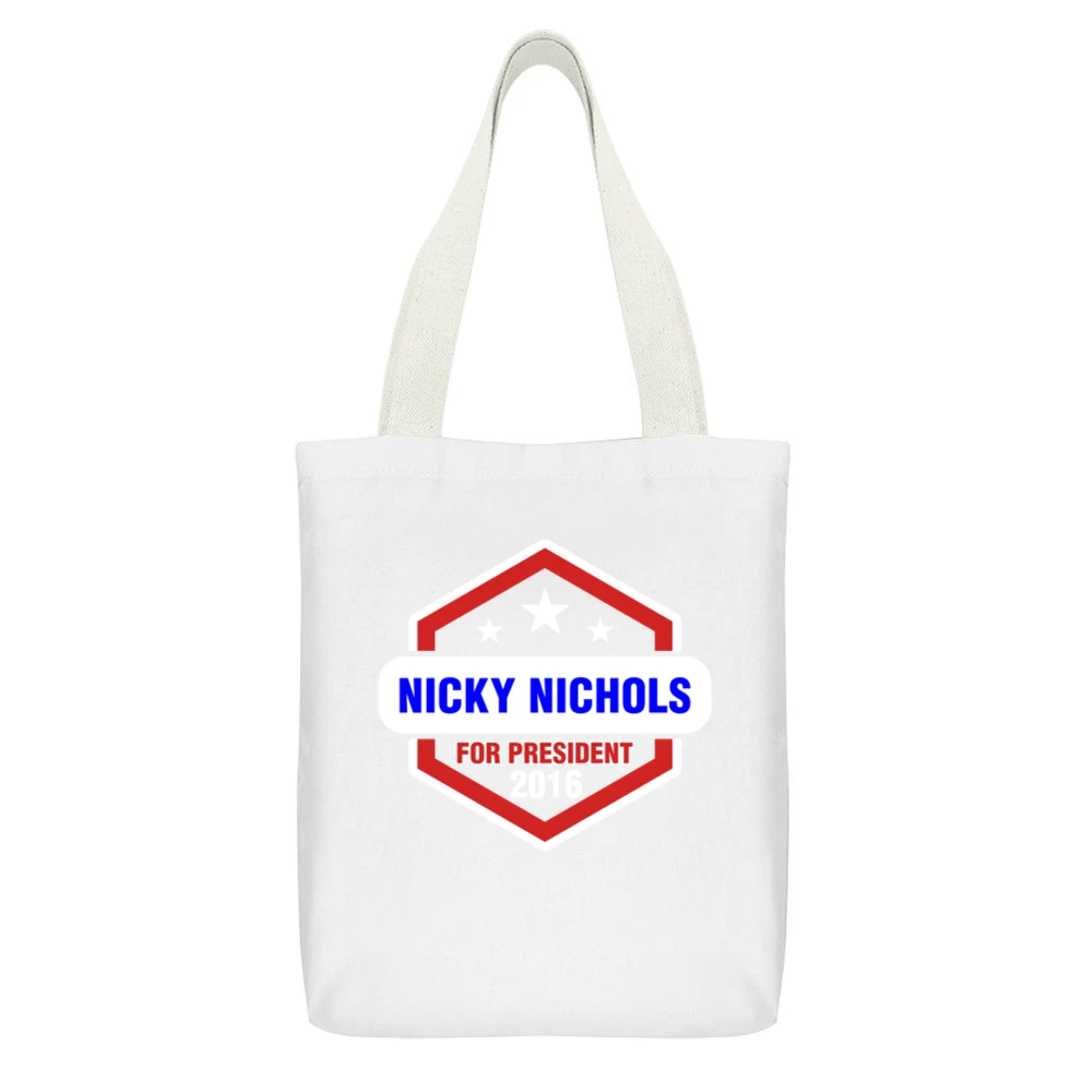 Nicky Nichols For President 2016 Orange is the New Black TV Show T Shi White Canvas Tote Shopping Bag With Interior Pocket