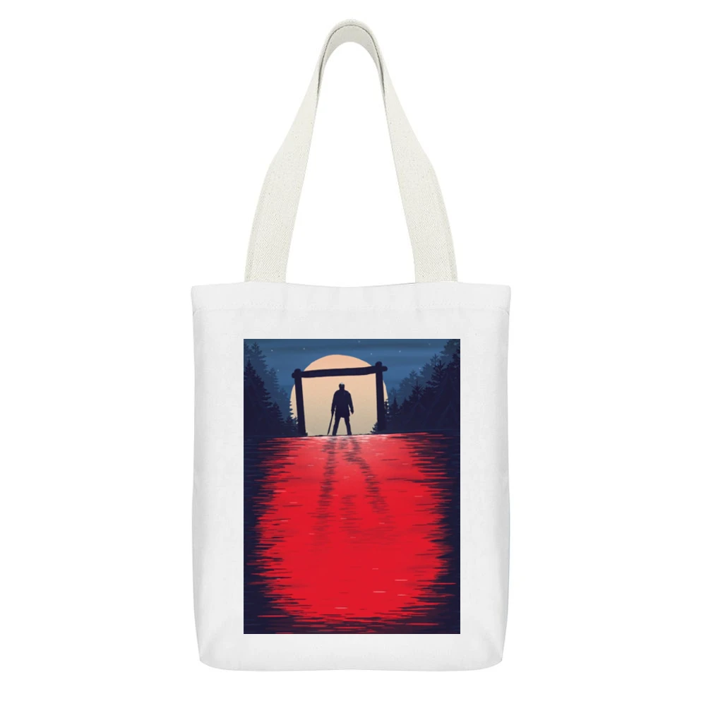 Nightmare elm street - jason White Canvas Tote Shopping Bag With Interior Pocket