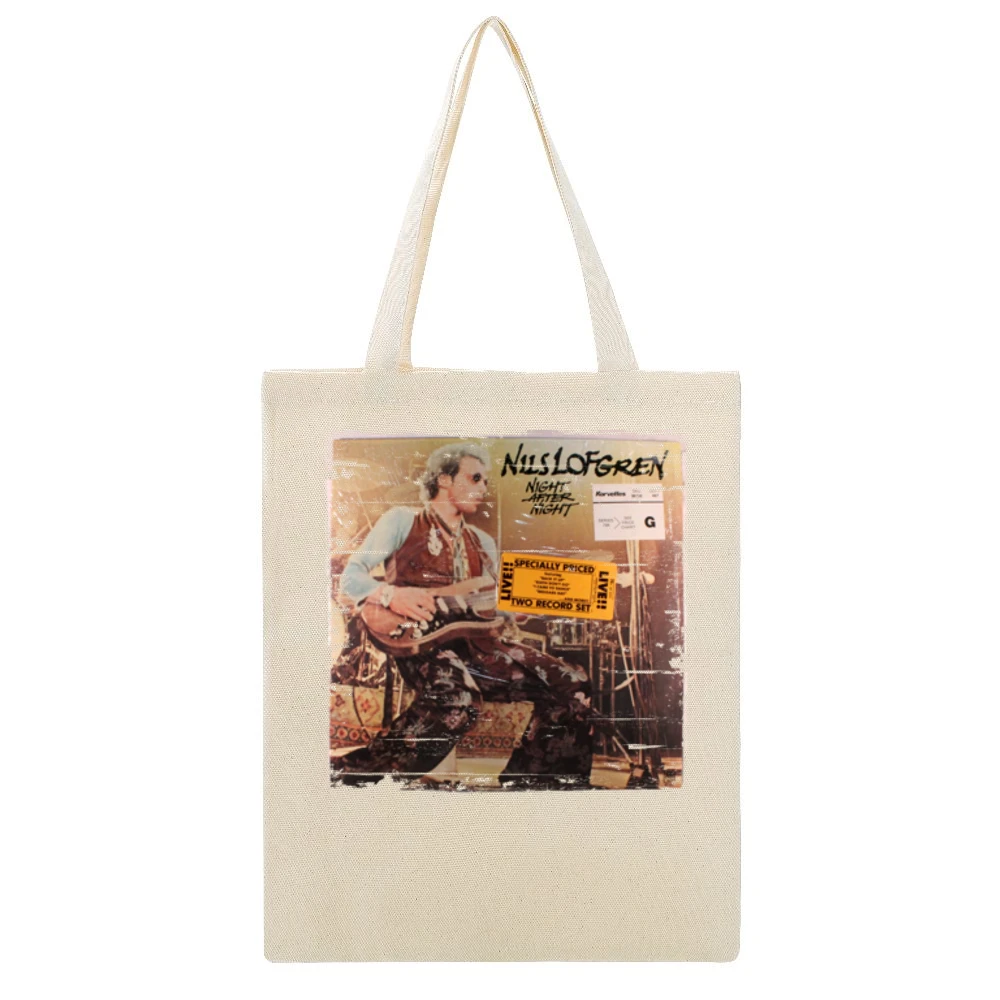 Nils Lofgren Cry Tough Album Cover Distressed Image Beige Canvas Tote Shopping Bag