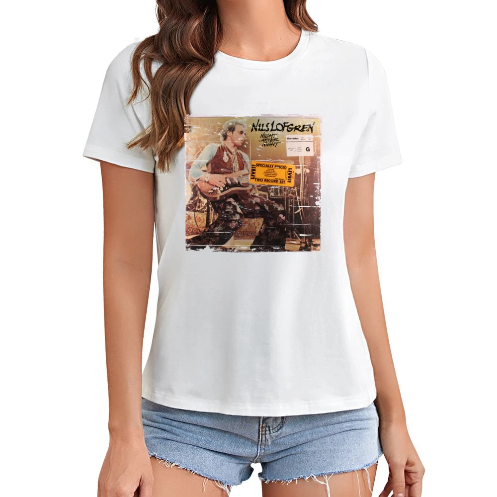 Nils Lofgren Nils Lofgren Album Cover Distressed Image Asian Size Women Ladies T-shirt