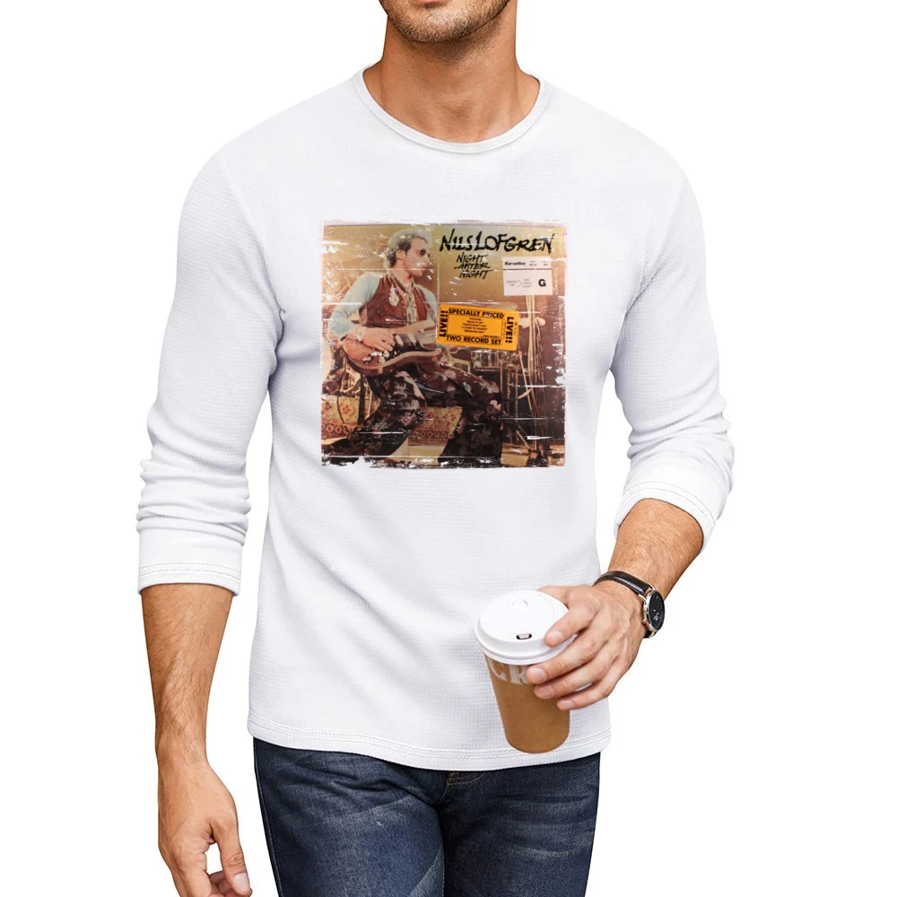 Nils Lofgren Nils Lofgren Album Cover Distressed Image Men CrewNeck Long Sleeve T-Shirt