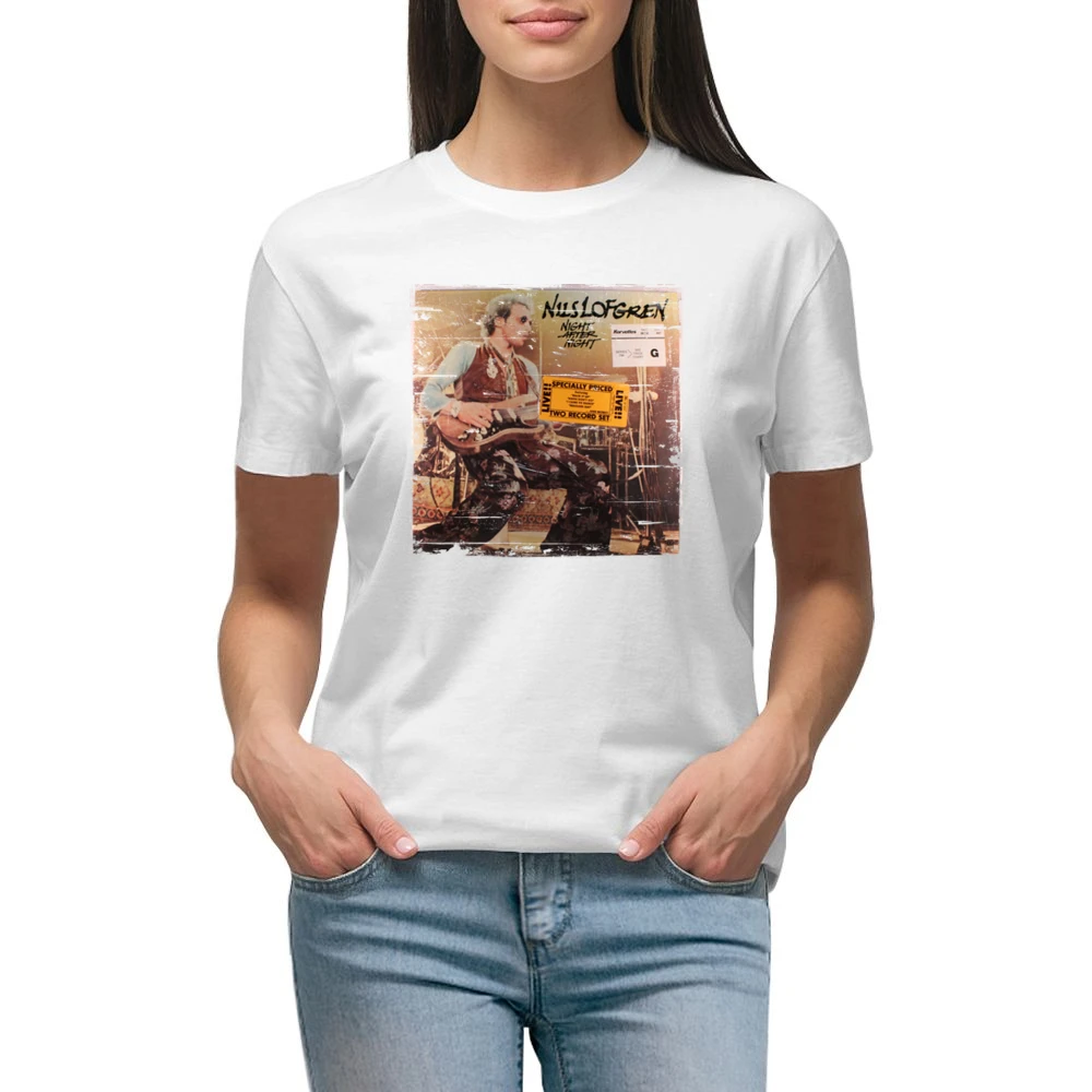 Nils Lofgren Nils Lofgren Album Cover Distressed Image Premium Women Ladies T-shirt