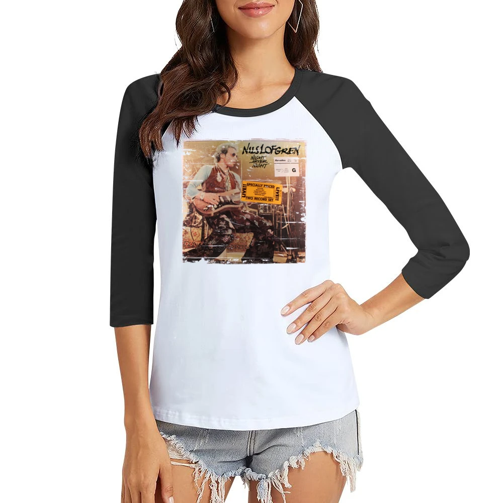 Nils Lofgren Nils Lofgren Album Cover Distressed Image Women Ladies 3-4 Sleeve T-Shirt