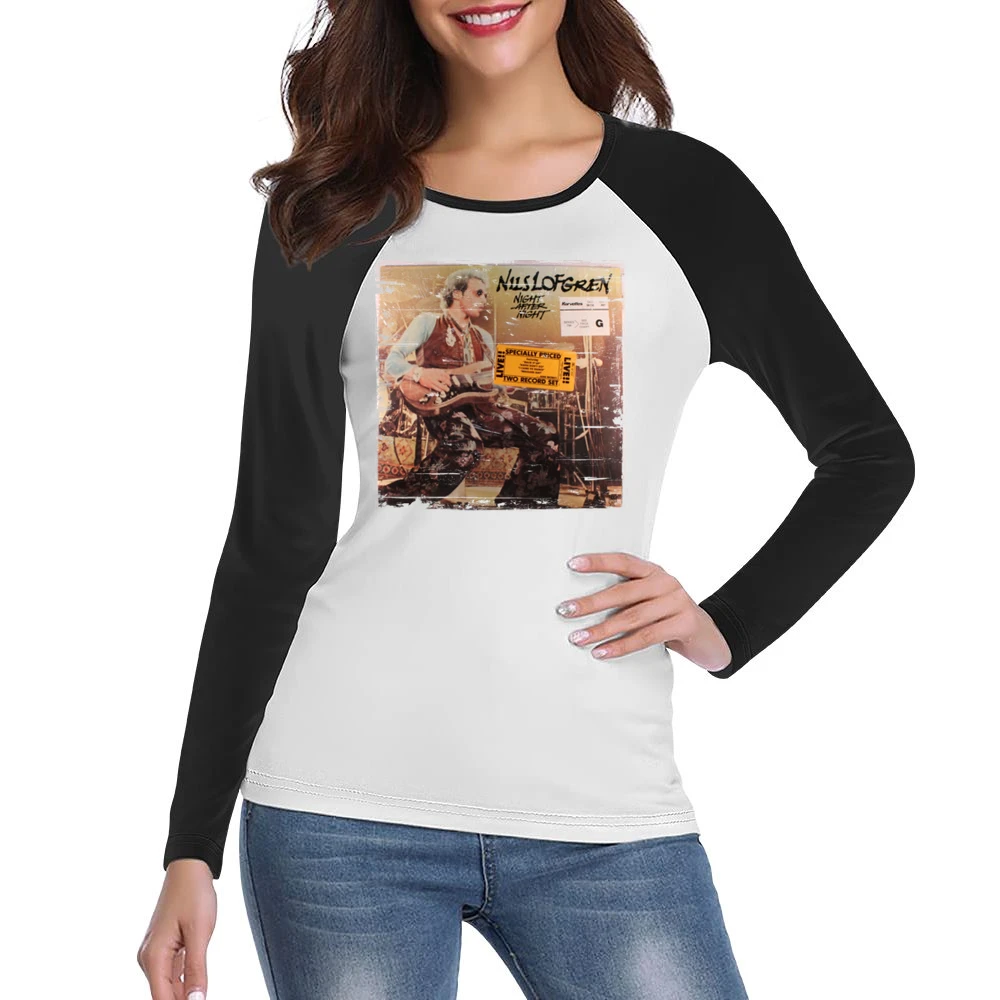 Nils Lofgren Nils Lofgren Album Cover Distressed Image Women Ladies Long Sleeve T-Shirt