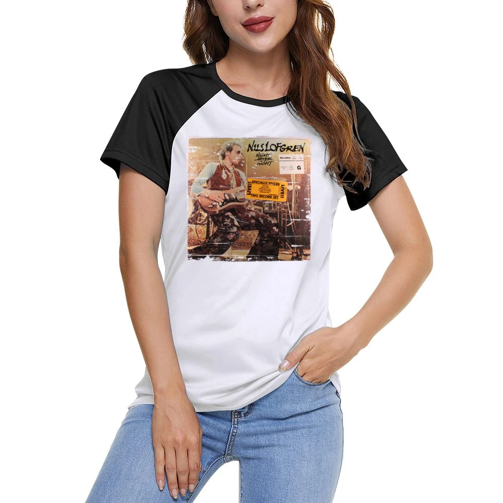 Nils Lofgren Nils Lofgren Album Cover Distressed Image Women Ladies Short Sleeve T-Shirt