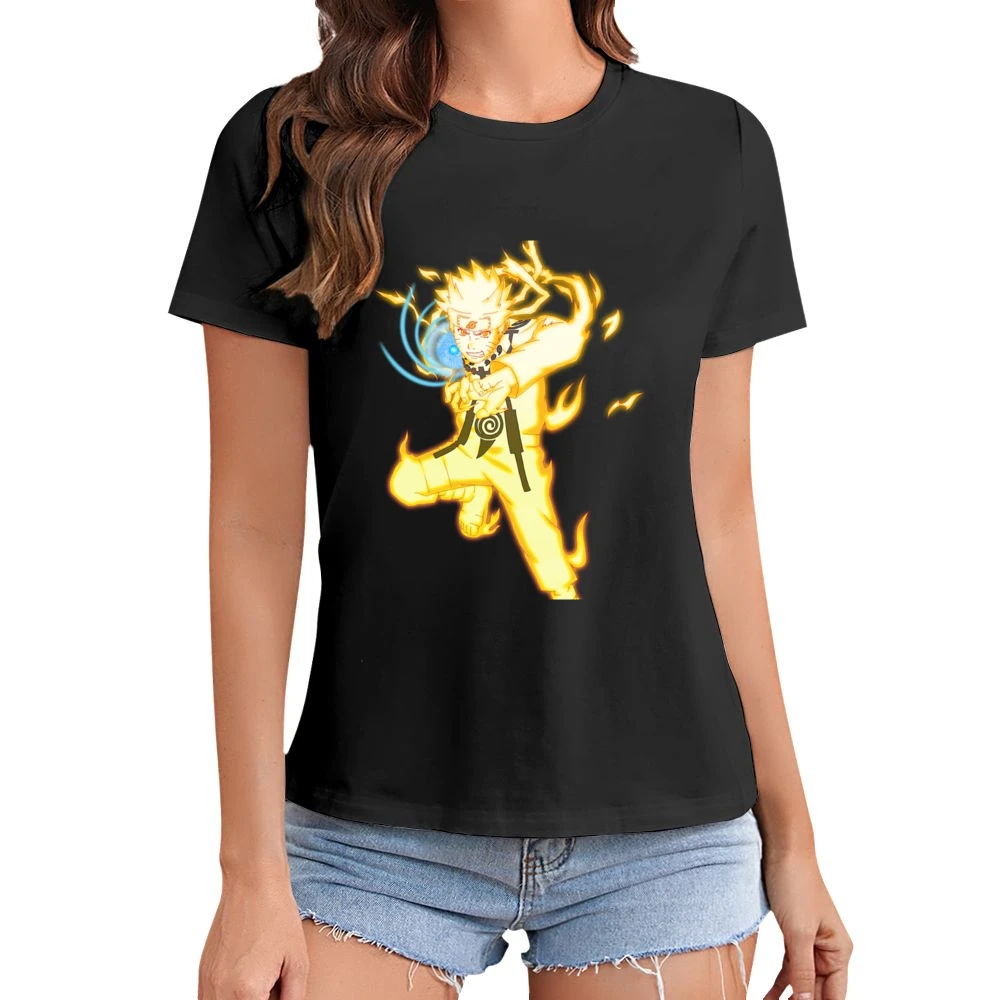 Nine-Tails Chakra Mode Rasengan naruto anime manga Asian Size Women Ladies T-shirt