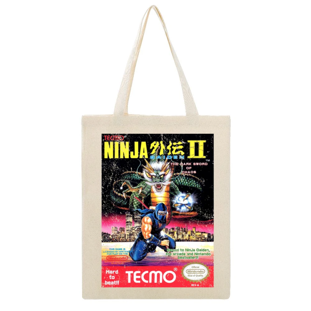 Ninja Gaiden 2 Nes Nintendo Old School Retro Video Game Fan Distressed Beige Canvas Tote Shopping Bag