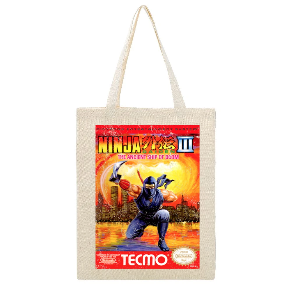 Ninja Gaiden 3 Nes Nintendo Old School Retro Video Game Fan Distressed Beige Canvas Tote Shopping Bag