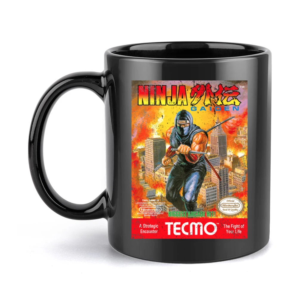 Ninja Gaiden Nes Nintendo Old School Retro Video Game Fan Distressed T Black Mug