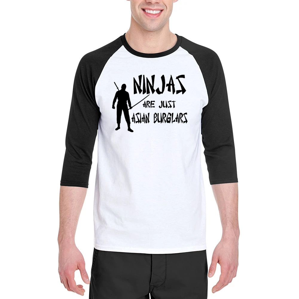 Ninjas Are Just Asian Burglars Funny Men 3/4 Sleeve T-Shirt