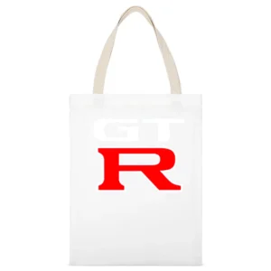 Nissan GT R Fast Car Graphic Tee Shirt White Canvas Tote Shopping Bag