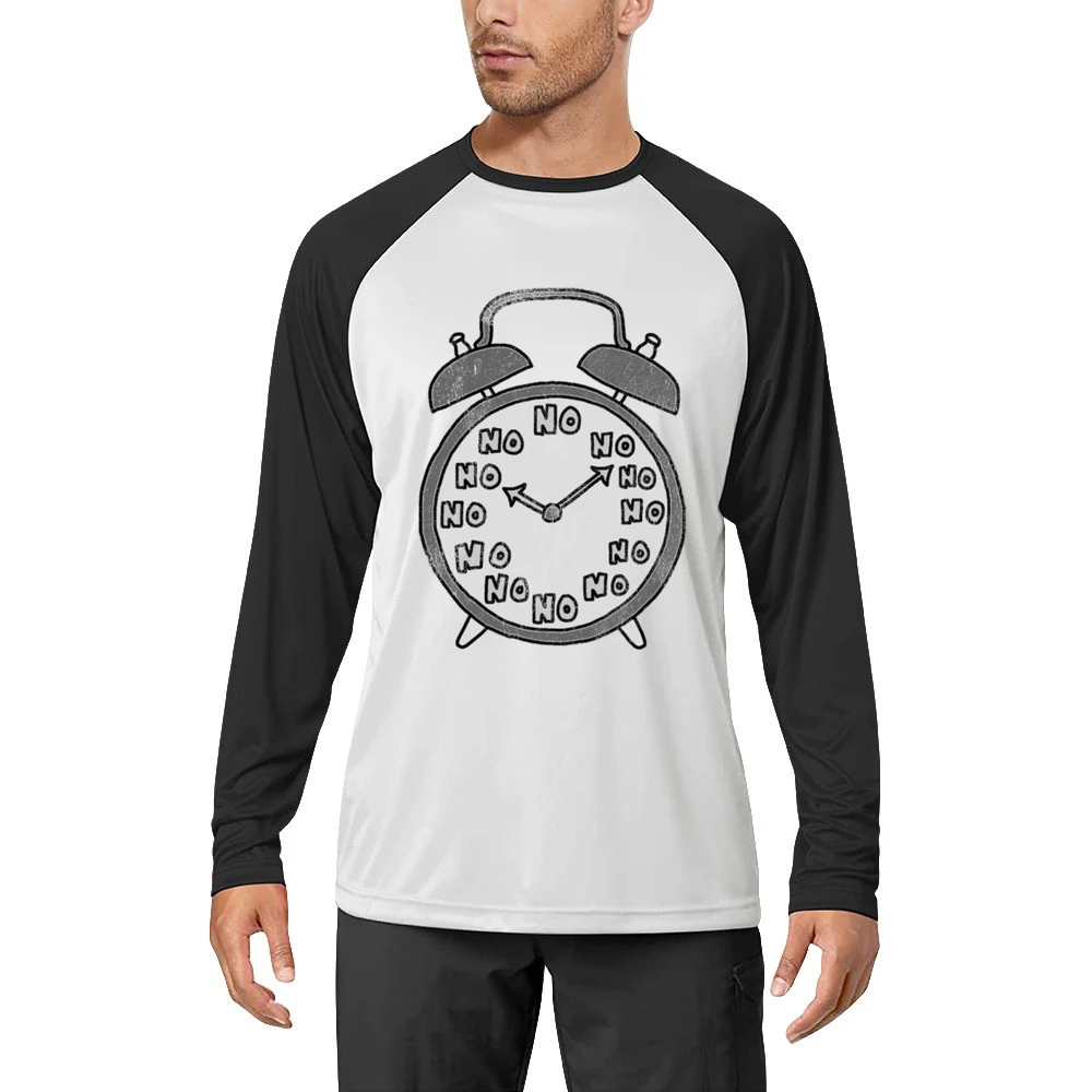 No Never Waking Up Alarm Clock Funny Graphic Tee Shirt Men Long Sleeve T-Shirt