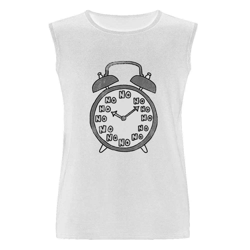 No Never Waking Up Alarm Clock Funny Graphic Tee Shirt Men Sleeveless T-Shirt